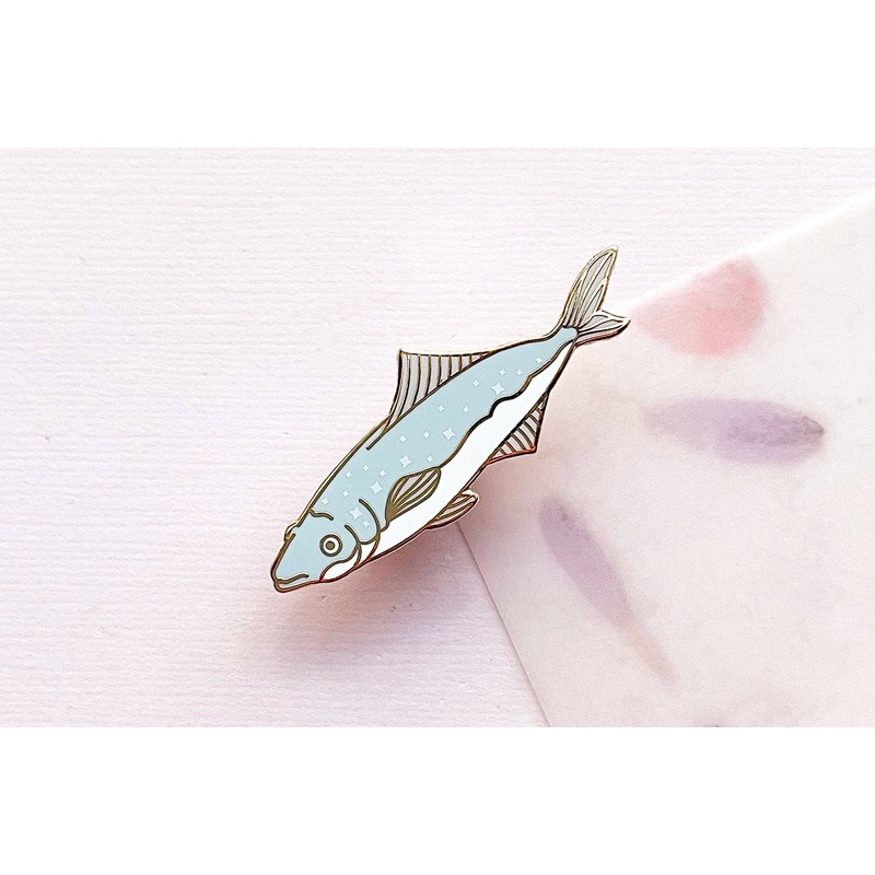 Alum and Ink – Alarmed Fish Enamel Pin Rubber Pin Back