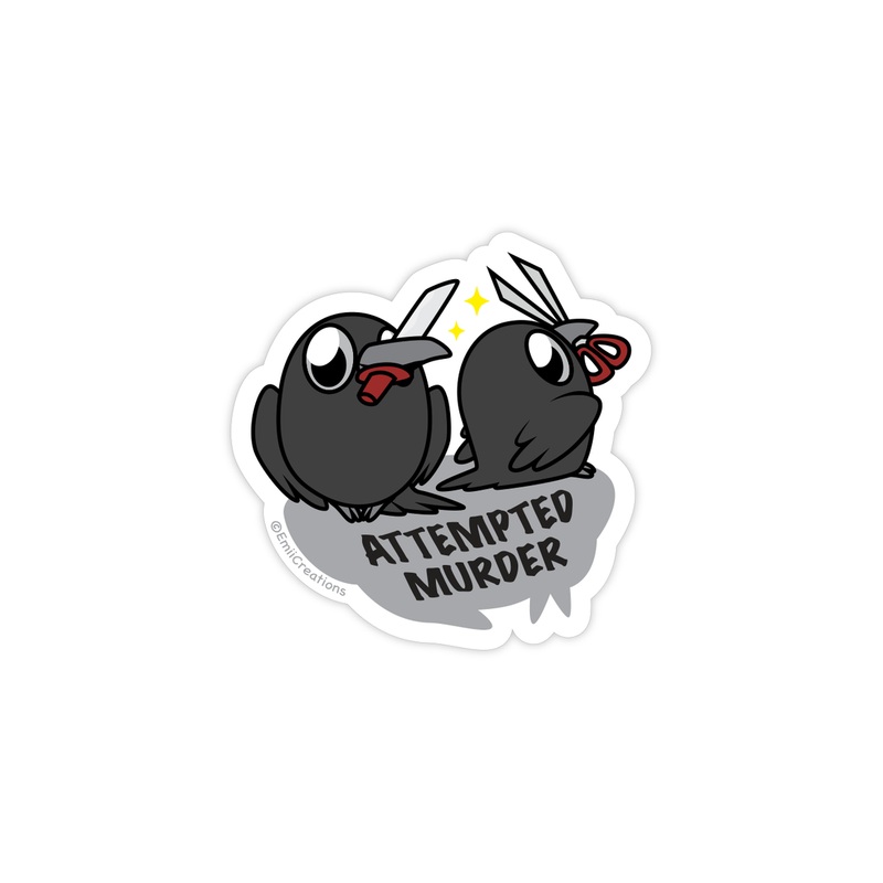 Cute Crow Attemping Murder Sticker