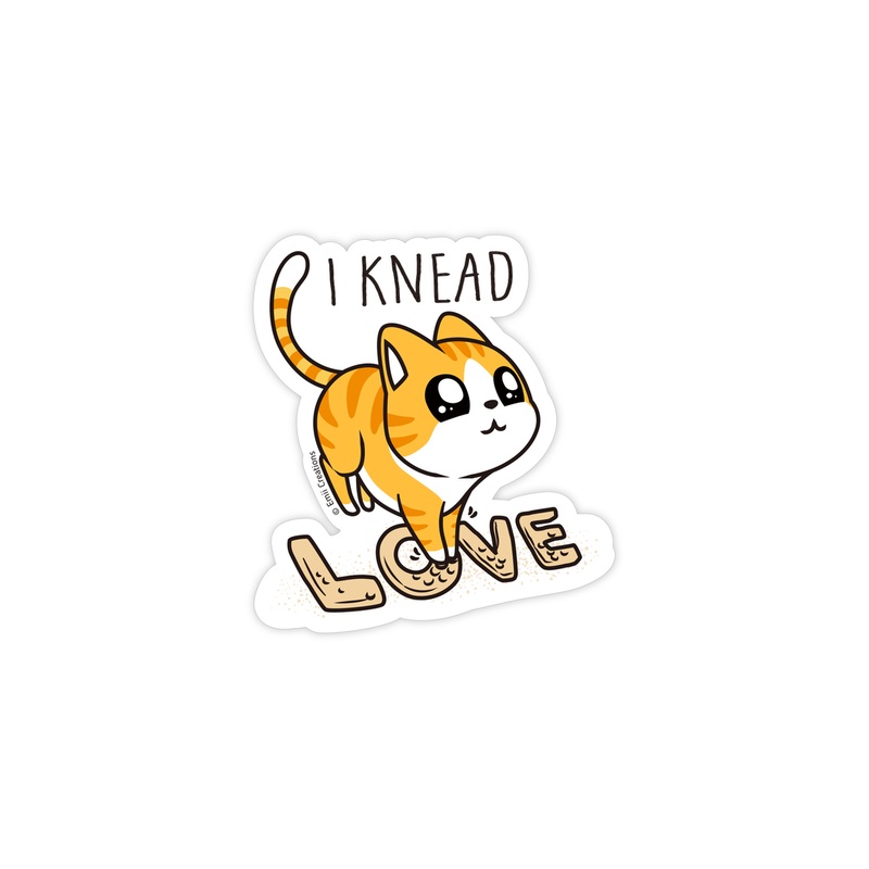 Punny Cat Knead Love Sticker