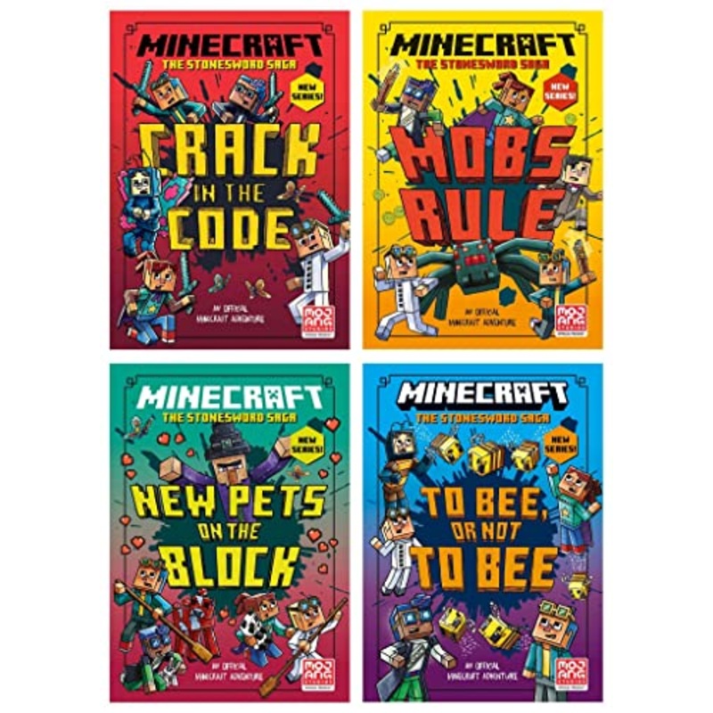 Minecraft Stonesword Saga Series 4 Books Collection Set By Nick Eliopulos (Minecraft: Crack in the Code!, Minecraft: Mobs Rule!, Minecraft: NEW PETS ON THE BLOCK & Minecraft: To Bee, Or Not to Bee!)