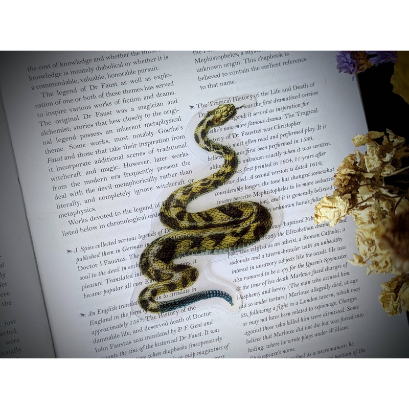 Dark Veinlet – Clear Bookmark – Rattlesnake Reptile Desert Dark Academia