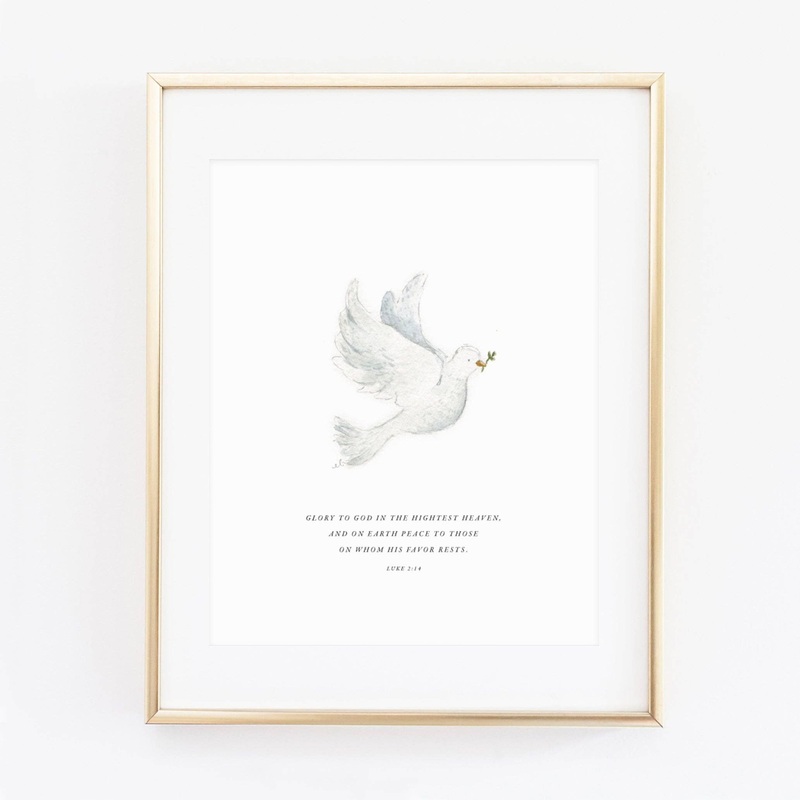Dove Scripture Print: Luke 2:14 by Emily Lex
