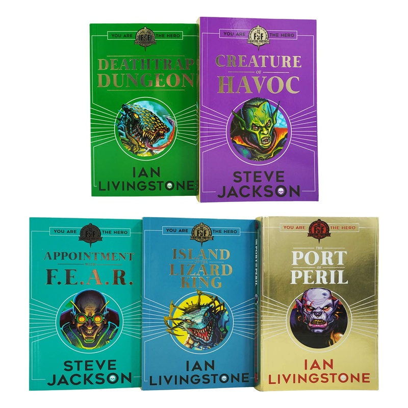 Fighting Fantasy RPG 5 Books Collection Set (6-10) (The Port of Peril, Creature of Havoc, Deathtrap Dungeon, Appointment With F.E.A.R. & Island of the Lizard King)