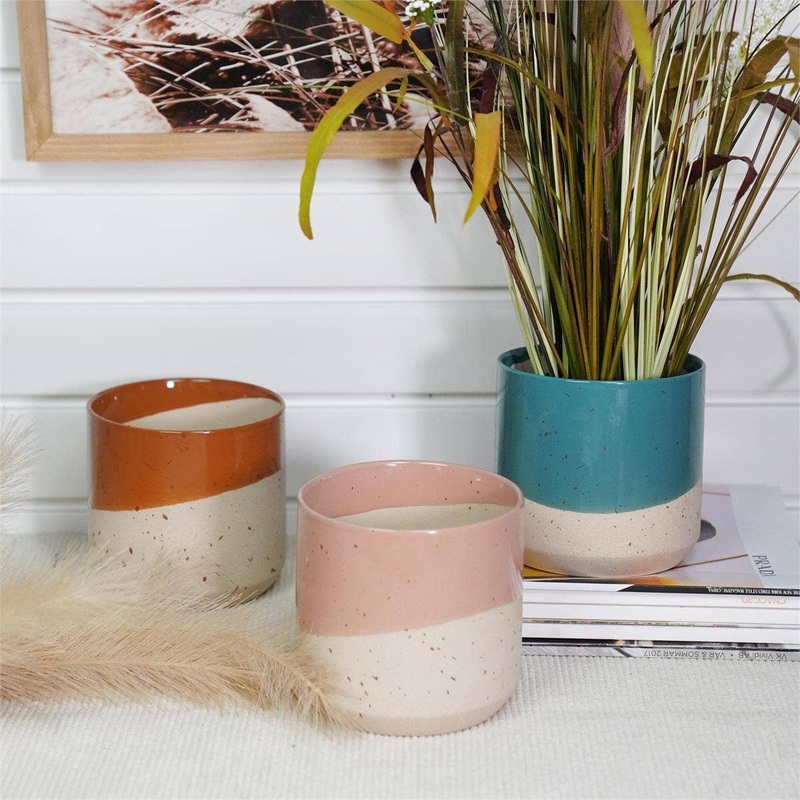 Truu Design Dipped Glaze Planters/Plant Pots, 5.1″D, 3 Col.