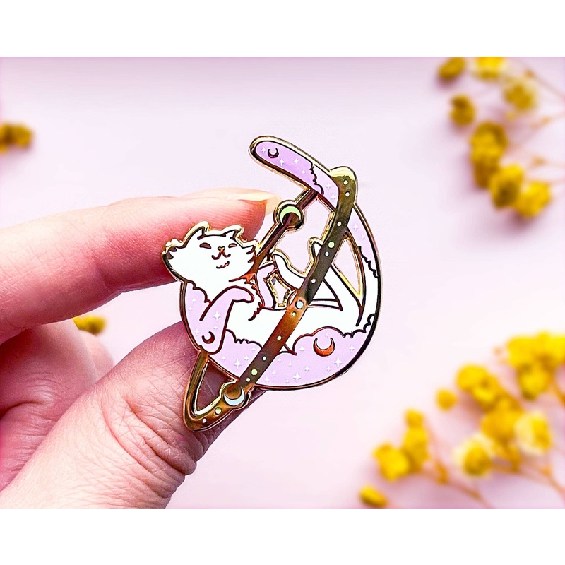 Alum and Ink – Cosmic Cat Enamel Pin Rubber Pin Back