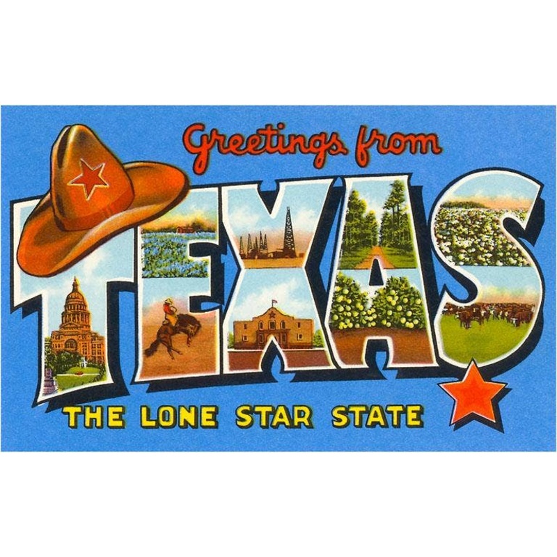 Found Image Press – Postcard TX-213 Greetings from Texas