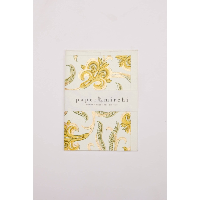Hand Block Printed Greeting Card – Iris Glitz Sunshine