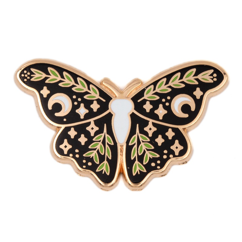 These Are Things – Lunar Floral Moth Enamel Pin