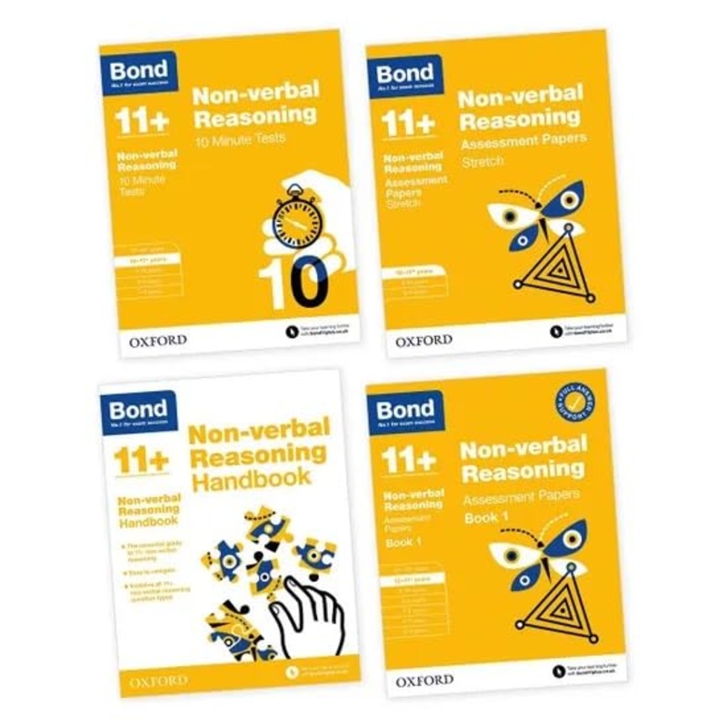Bond 11+ 4-Books Collection Set Pack (Non-Verbal Reasoning (Age 10 – 11 years)) 10 Minute Tests, Stretch Assessment Papers, Handbook and Assessment Papers Book 1)