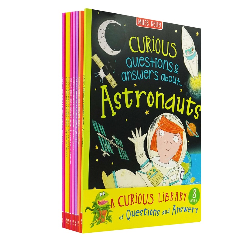 A Curious Library of Questions & Answers About 8 Books Collection Set (Prehistoric Animals, Astronauts, The Moon, Plants, Polar Lands, Rainforests, Space Machines & Weather)