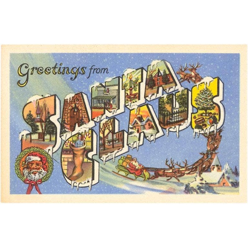 Found Image Press – MC-353 Greetings from Santa Claus, Large Letter – Vintage Image, Postcard