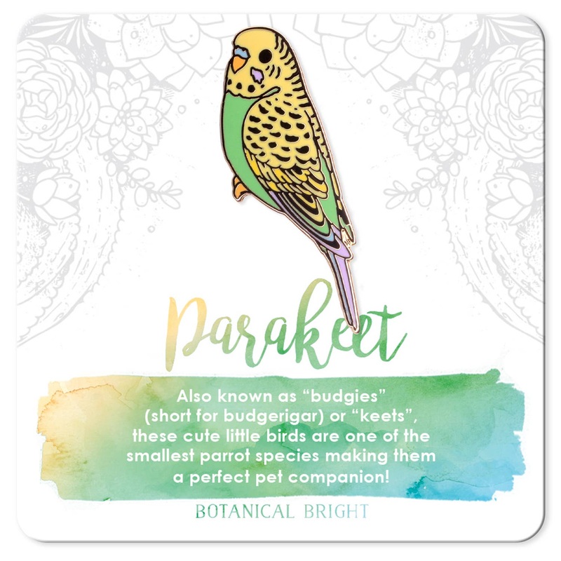 Botanical Bright – Green Parakeet Budgie Enamel Pin