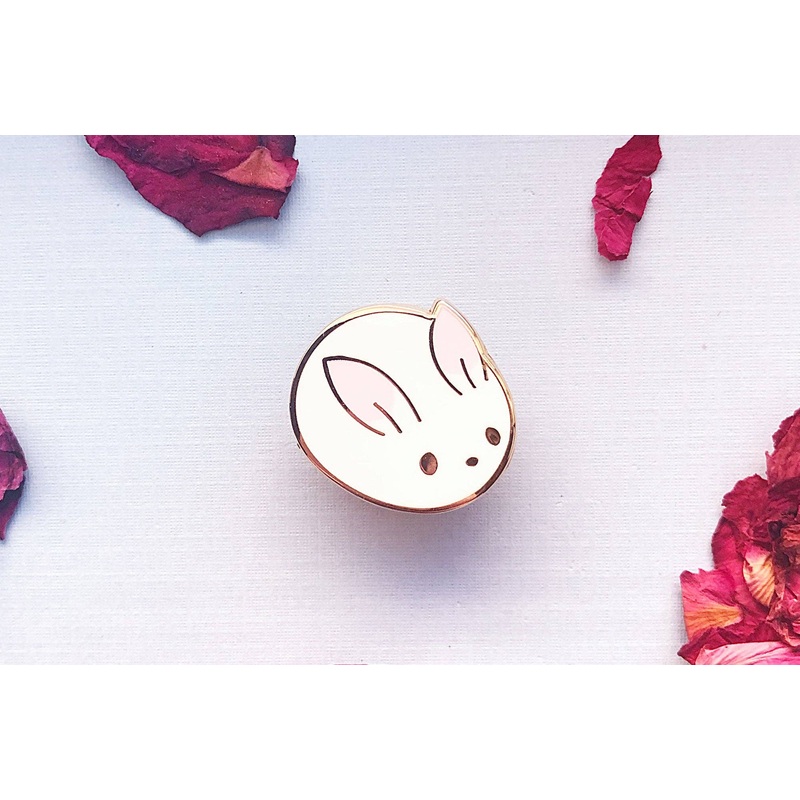 Alum and Ink – Bunny Bun Enamel Pin: Rubber Pin Back