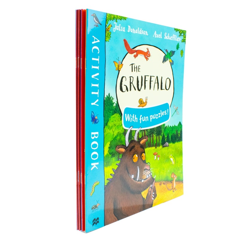 Julia Donaldson Picture & Activity 4-Book Collection The Gruffalo Activity & Puzzle Book,Room on the Broom Coloring, Fun & Educational Kids Learning