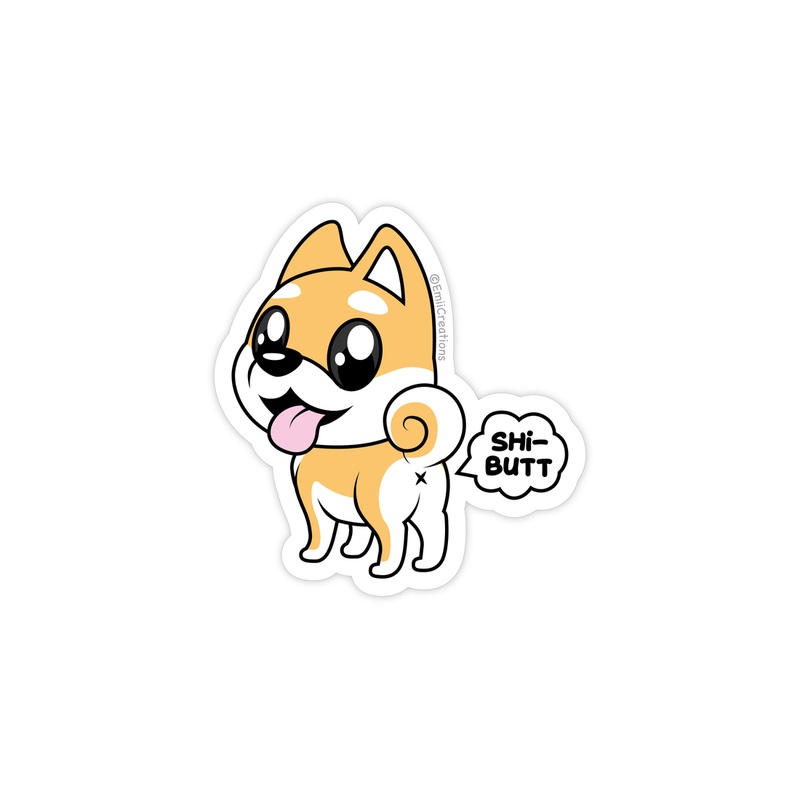 Punny Animal “Shi-butt” Shiba Inu Dog Sticker