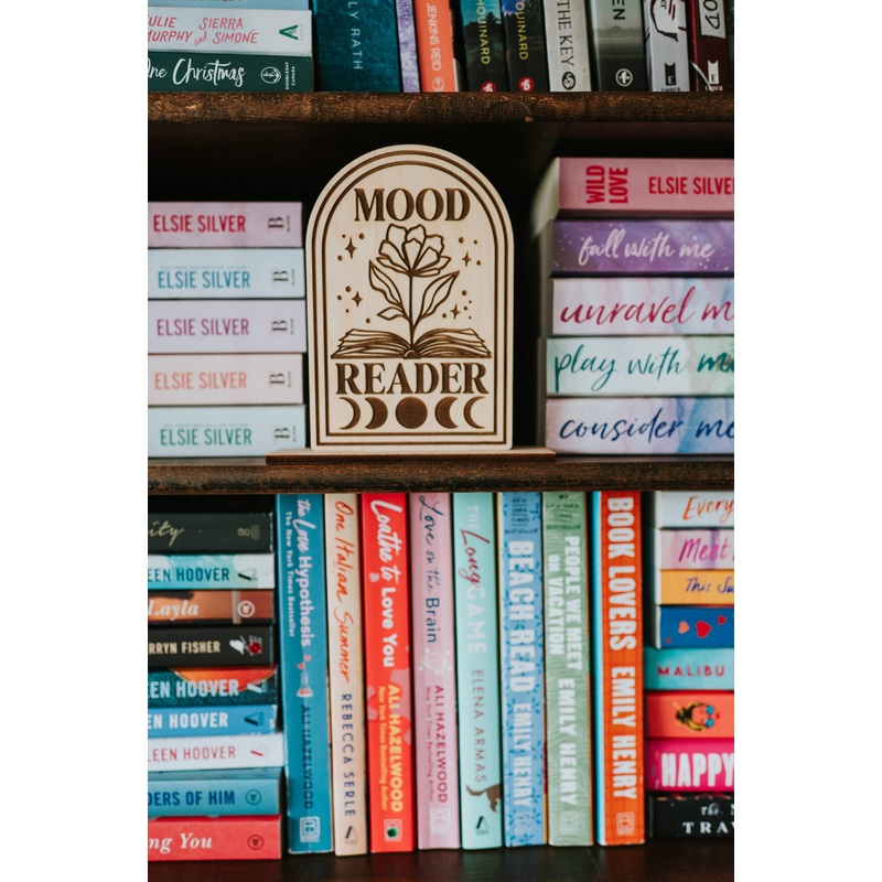 The Bookish Bird Co. – Mood Reader Shelf Sitter w/ Stand: Wood