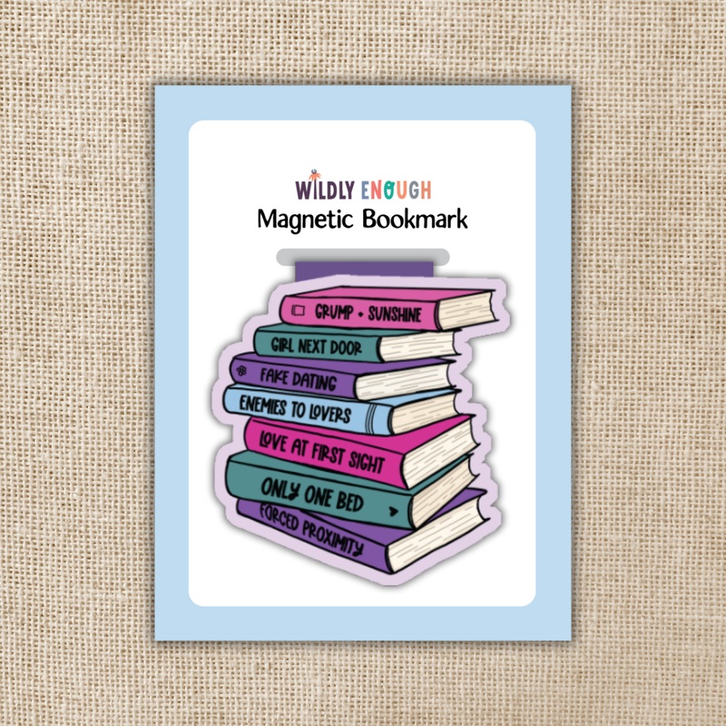 Wildly Enough – Romance Tropes Book Stack Magnetic Bookmark