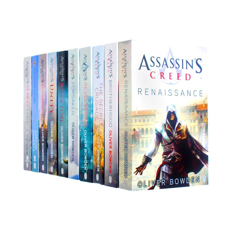 Assassin’s Creed 10 Books Set by Oliver Bowden – Fiction Adventure Series, Heresy, Odyssey, Crusade, Gaming Novels, Bestsellers, Young Adult Reading