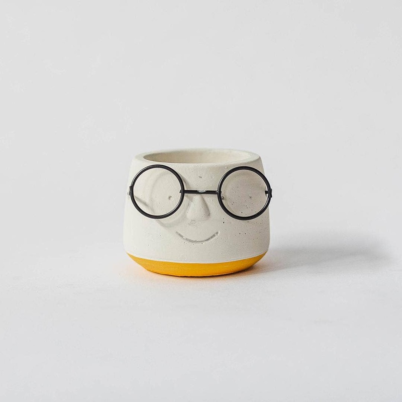 “Face With Glasses” Flower Pot, Small