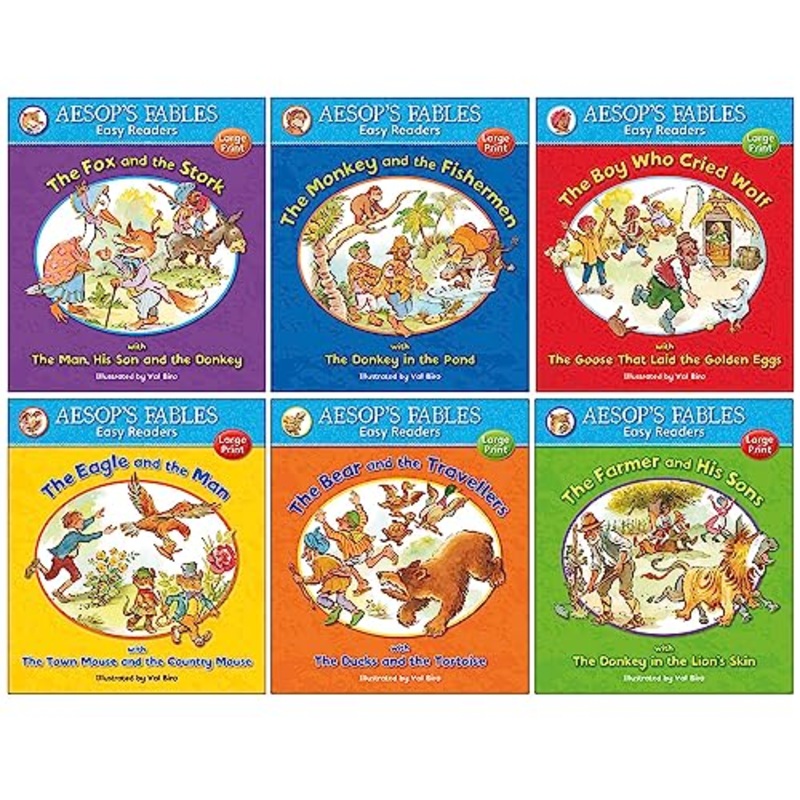 Aesop’s Fables Easy Readers Collection 6 Books Set By Val Biro (The Fox and the Stork, The Monkey and the Fishermen, Boy Who Cried Wolf, Eagle and the Man, The Bear and the Travellers & More)