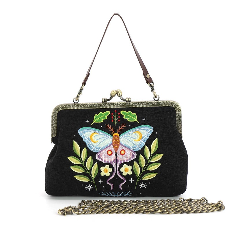 COMECO INC – Butterfly Vintage Kisslock Bag: Black