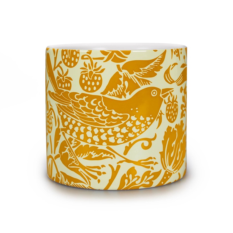 Ceramic Plant Pot William Morris Strawberry Thief Yellow