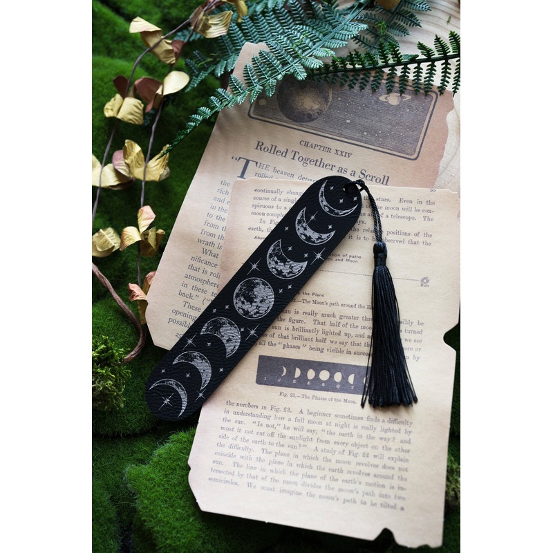 The Bookish Atelier – Moon Phase Faux Leather Bookmark