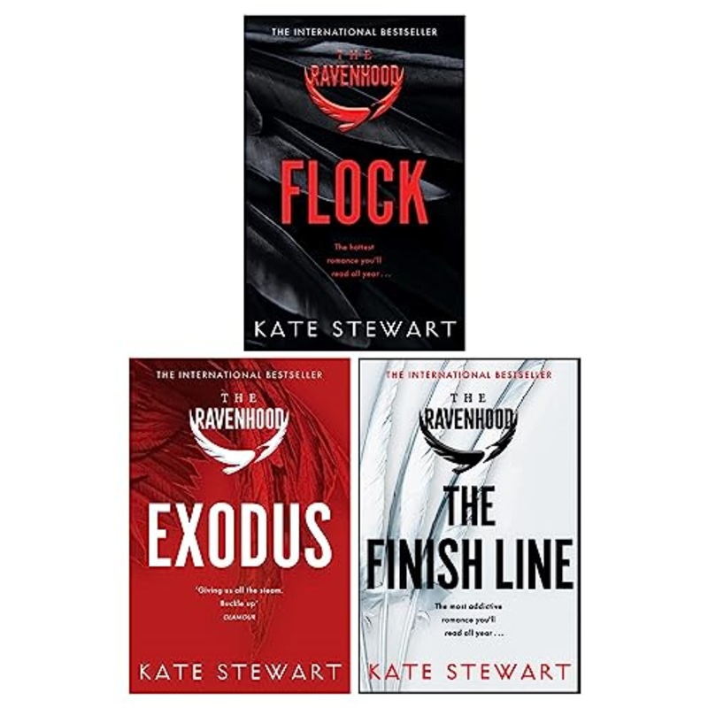 The Ravenhood Series by Kate Stewart 3 Books Collection Set | Flock, Exodus, The Finish Line | Bestselling Fiction, Suspense & Adventure Book Set