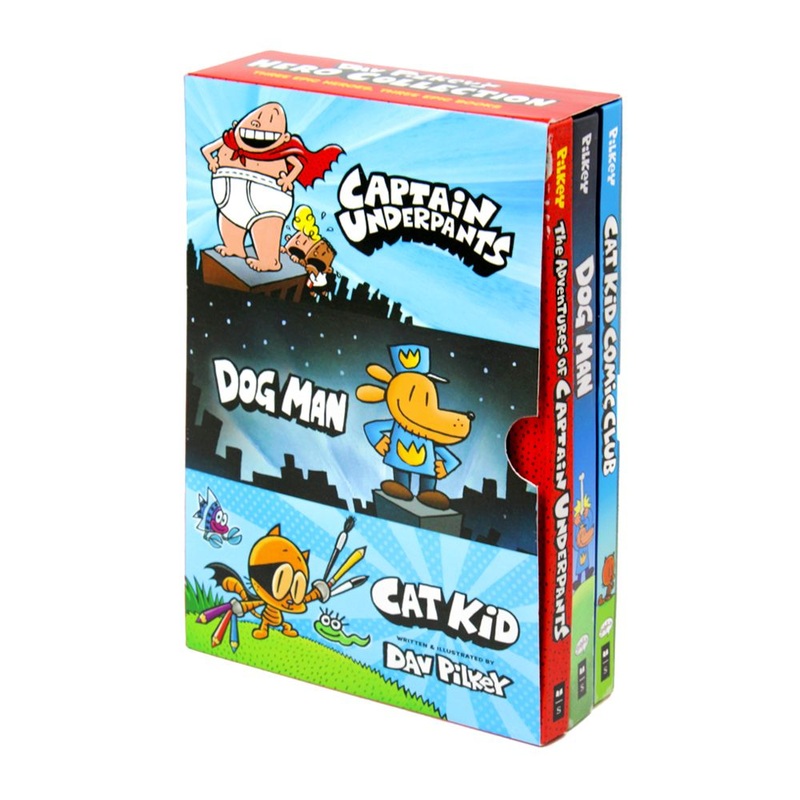 Dav Pilkey’s Hero Collection 3 Hardcover Book Boxed Set | Captain Underpants, Dog Man & Cat Kid  Funny Illustrated Comics & Graphic Novels for Kids