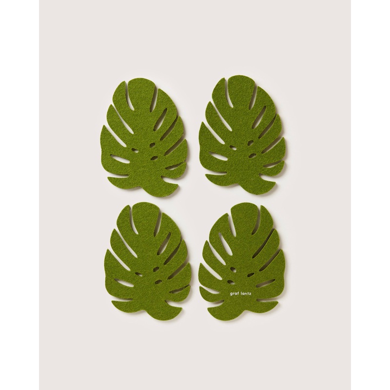 Merino Wool Monstera Coaster Set