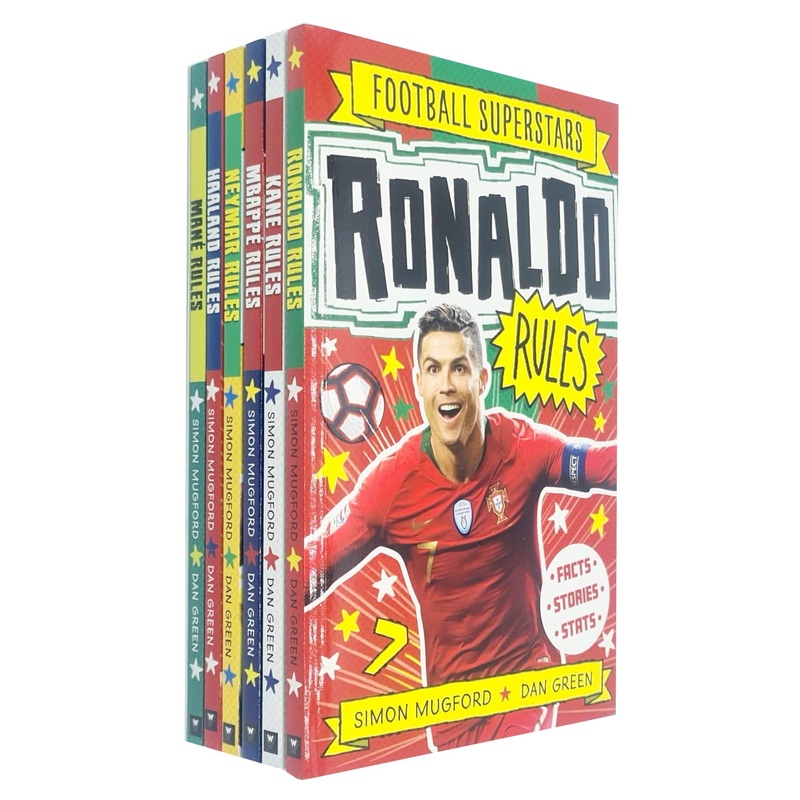 Football Superstars Series 6 Books Collection Set ( Ronaldo, Kane, Mbappe, Neymar, Haaland, Mane) By Simon Mugford & Dan Green