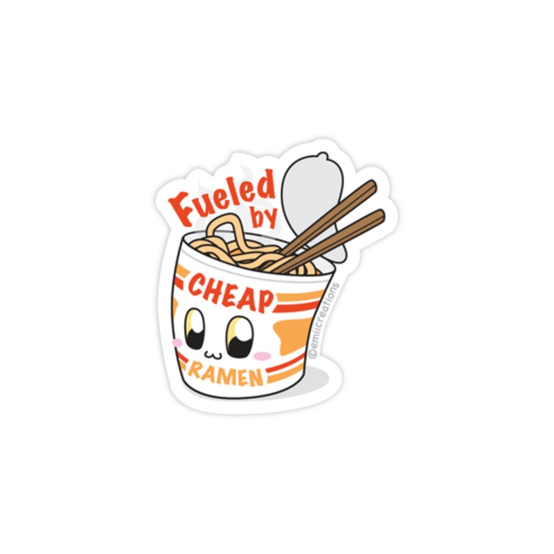 Noodle Fueled by Cheap Ramen Vinyl Sticker