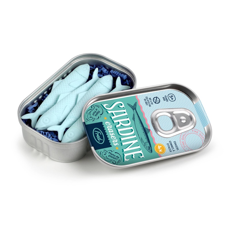 Fred & Friends – Sardine Erasers – Tin of 4