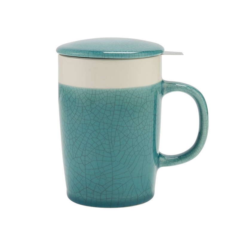 16 oz Crackle Glaze Tea Infuser Mug Purple