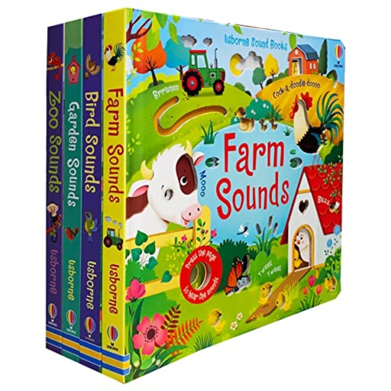Usborne Sound Books Collection 4 Books Set  (Series 2) By Sam Taplin (Farm Sounds, Bird Sounds, Garden Sounds, Zoo Sounds)