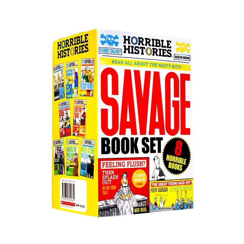 Horrible Histories Savage Collection 8 Books Set by Terry Deary  Fun and Educational Children’s History Series with Humor and Adventure
