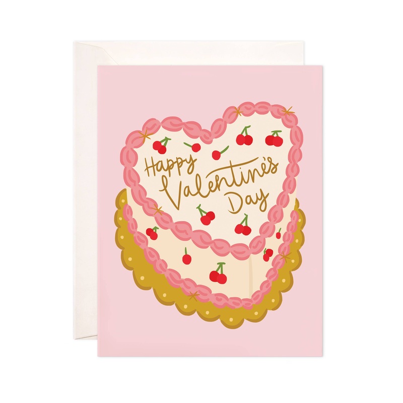 Valentine’s Day Cake Greeting Card – Valentine’s Day Card Single Card