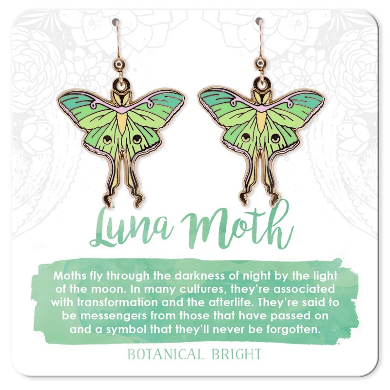 Botanical Bright – Luna Moth Dangle Earrings: Gold