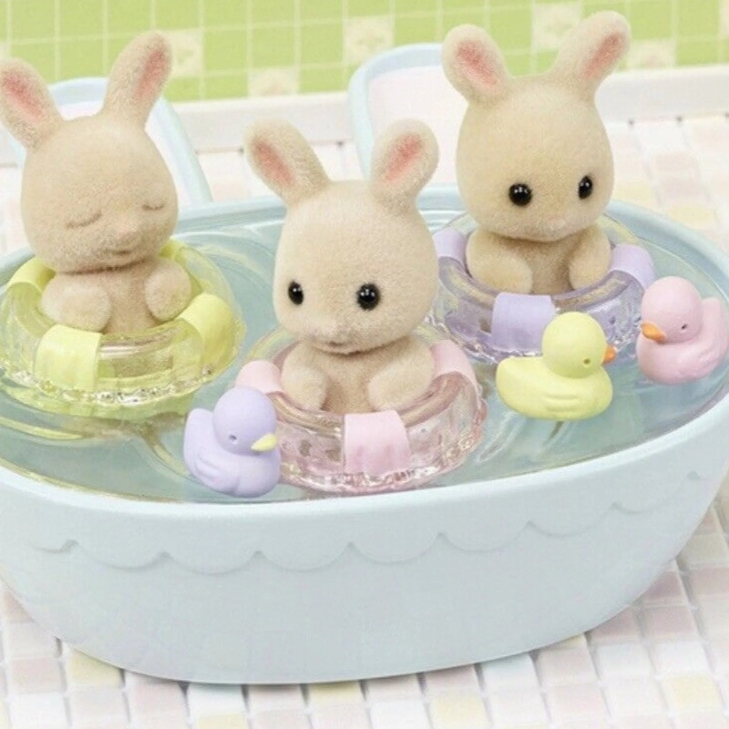 Calico Critters Rabbit Triplets Baby Bathtime Set