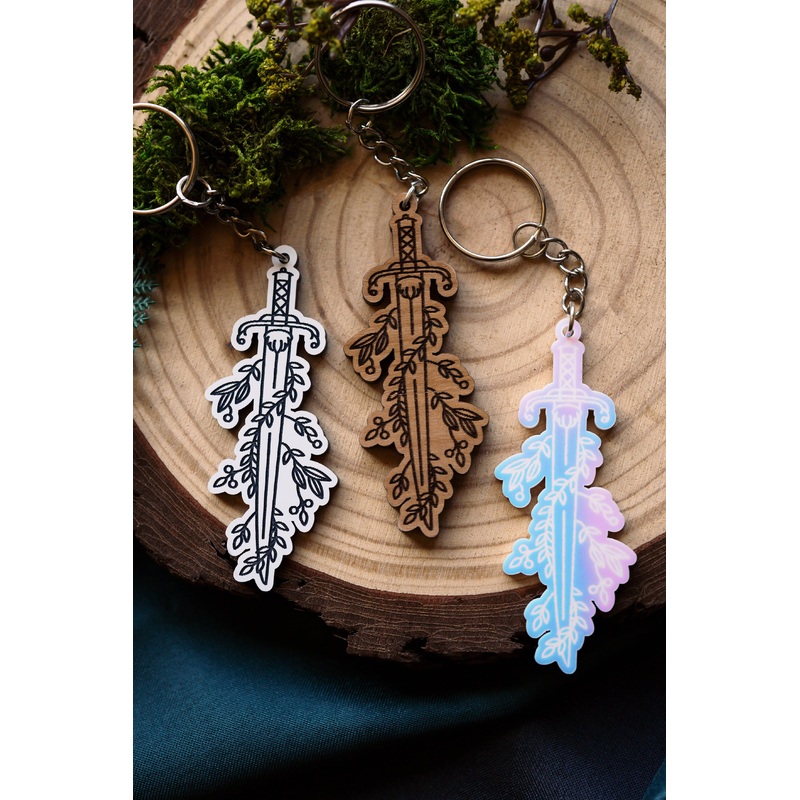The Bookish Atelier – Ivy Sword Keychain: Wood