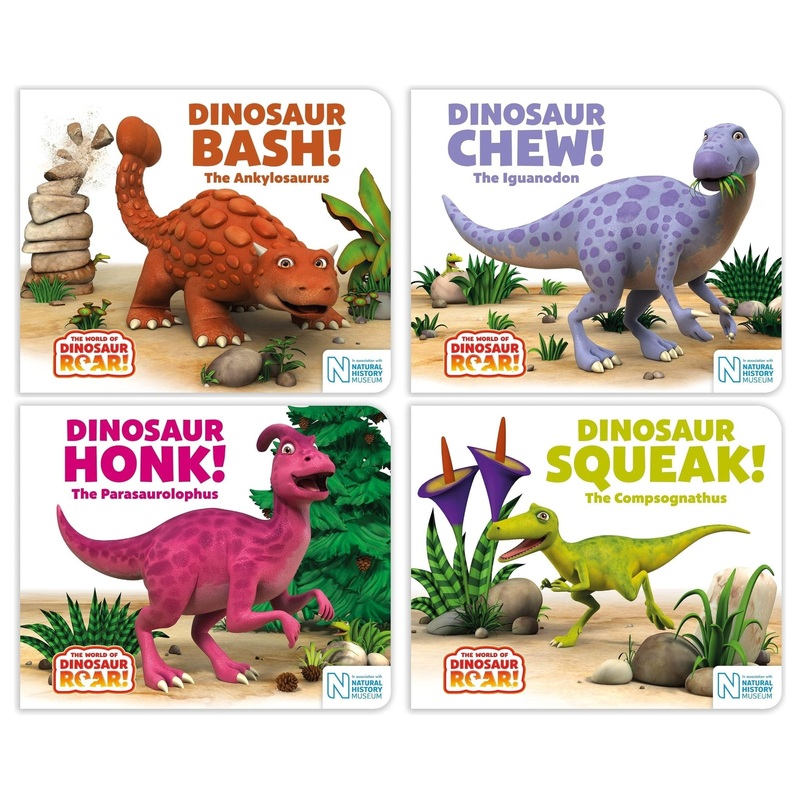 The World of Dinosaur Roar Series Books 9 – 12 Collection Set (Dinosaur Honk, Dinosaur Squeak, Dinosaur Bash, Dinosaur Chew)