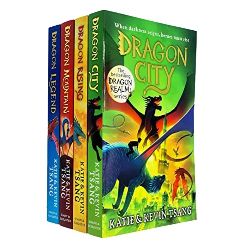 Dragon Realm Series 4 Books Collection Set By Katie Tsang, Kevin Tsang(Dragon Legend, Dragon Mountain, Dragon City and Dragon Rising)