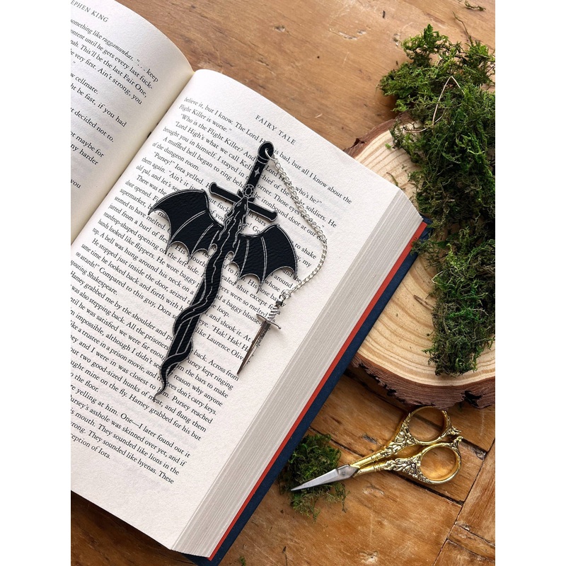 The Bookish Atelier – Dragon Sword Faux Leather Bookmark