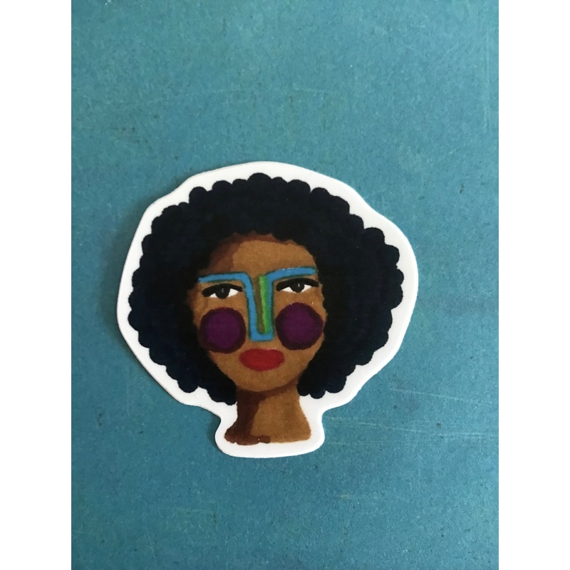 Woman Face Sticker (Blue Hair)
