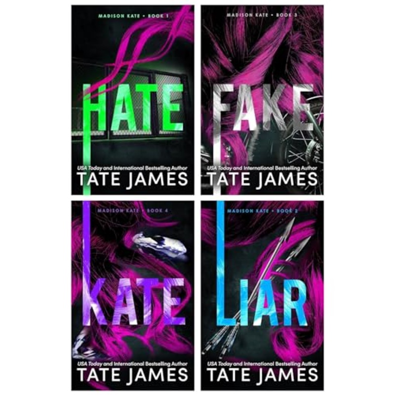 Madison Kate Series 4 Book Set by Tate James  Hate, Liar, Fake & Kate  YA Romance Fiction Collection, Love Stories, Novels for Readers