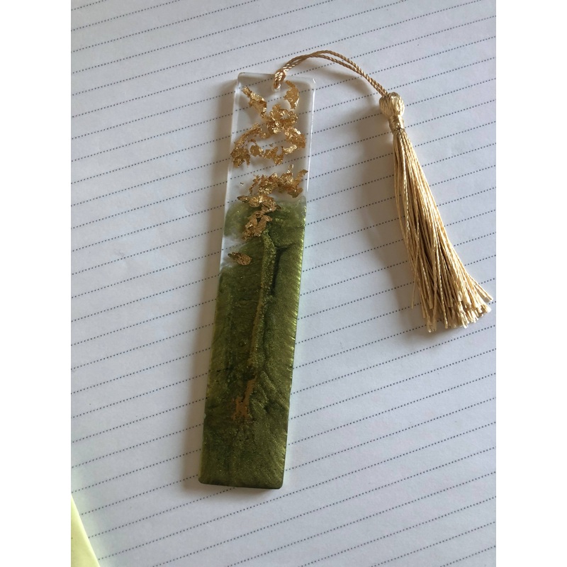 Green & Gold Resin Bookmark