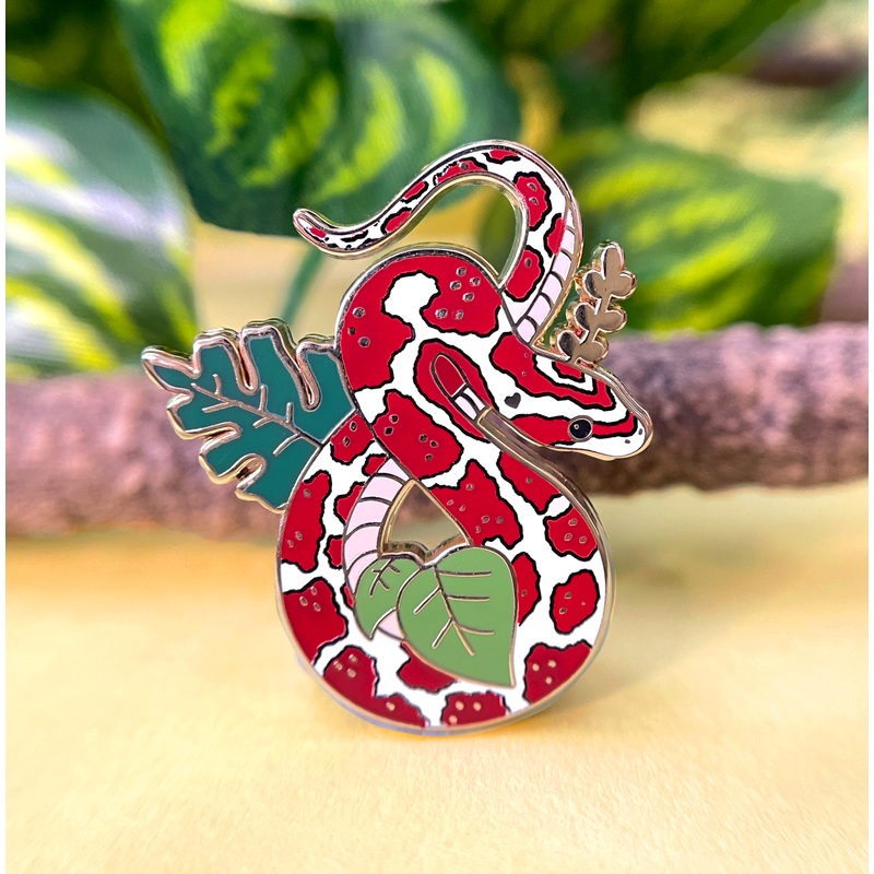 The Crowned Rabbit – Crimson Corn Snake Enamel Pin