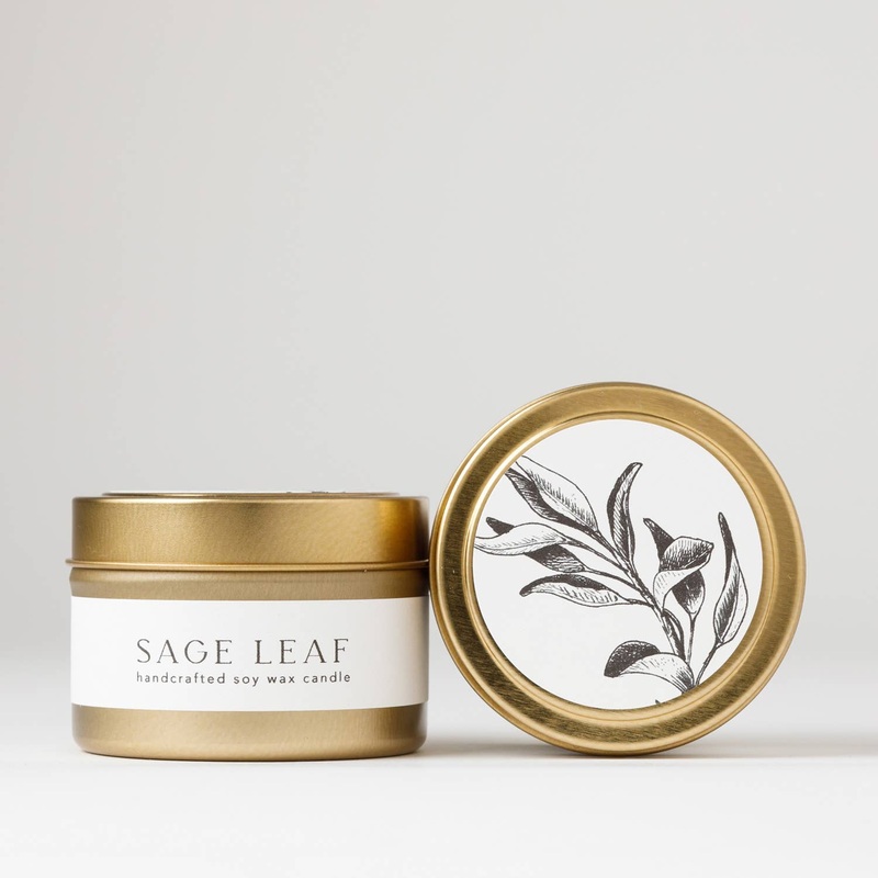 Sage Leaf : Tin Soy Candle( summer fall )