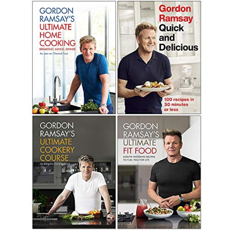 Gordon Ramsay 4 Book Set: Ultimate Home Cooking, Quick & Delicious, Ultimate Cookery Course, Fit Food  Recipes, Cookbook, Healthy Meals,Culinary Tips