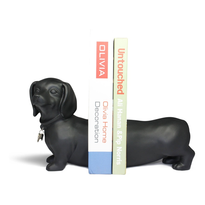 Danya B – Dachshund Dog Bookend Set: Black
